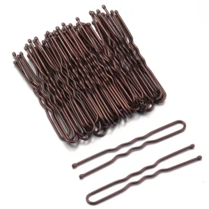 PACK OF 50 Waved Hair Grips Pins 5cm Black Blonde Brown Bun Pins Slides Kirby UK